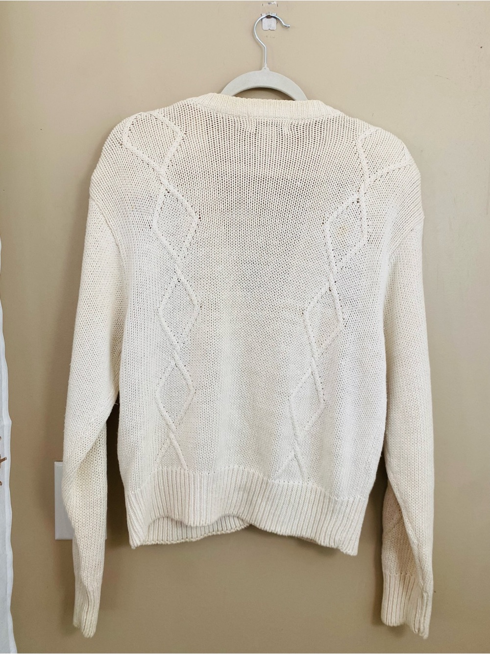 JH Collectibles Vintage Linen Blend Crochet Floral Sweater Cardigan Size Large - Picture 5 of 6